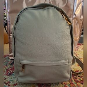 Grey Leather Backpack